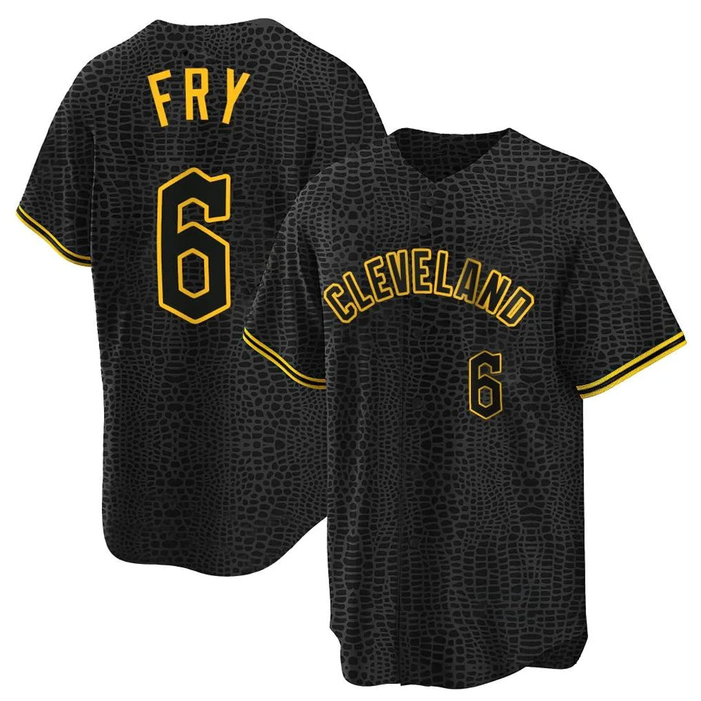 Johmsee C.Guardians #6 David Fry Player Black Snake Skin City Home Game Stitched Jerseys
