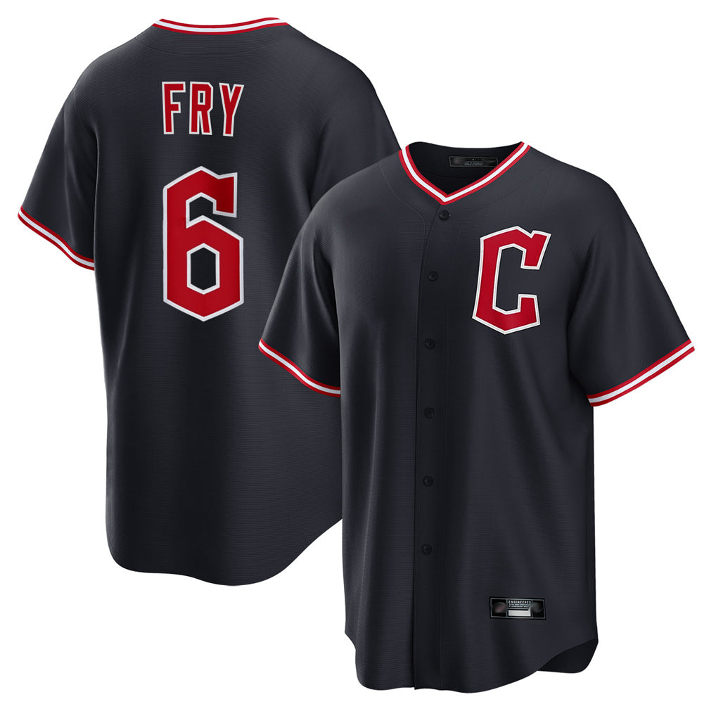 Johmsee C.Guardians #6 David Fry Player Navy Home Game Stitched Jerseys