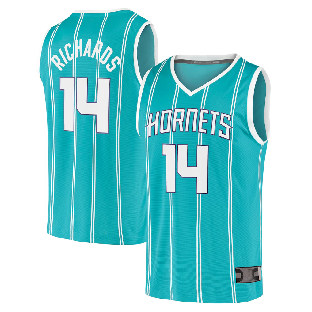 Johmsee C.Hornets #14 Nick Richards  Teal Fast Break Replica Jerseys - Icon Edition