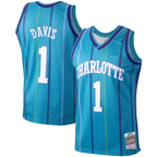 Johmsee C.Hornets #1 Baron Davis Mitchell & Ness Teal 199900 Hardwood Classics Swingman Jerseys
