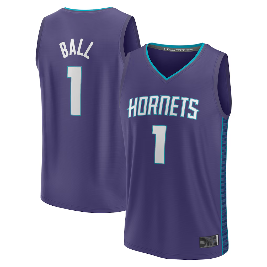 Johmsee C.Hornets #1 LaMelo Ball  Purple Fast Break Replica Player Jerseys - Statement Edition