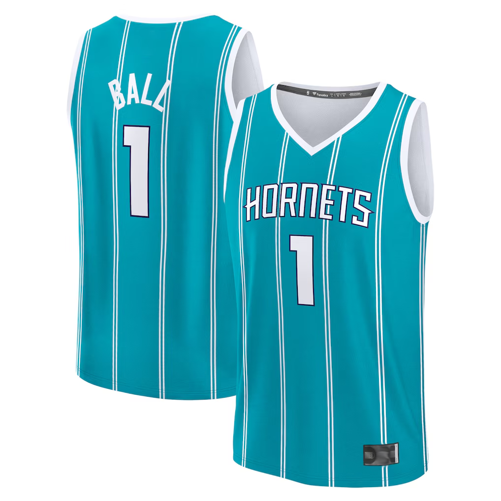 Johmsee C.Hornets #1 LaMelo Ball  Teal Fast Break Replica Player Jerseys - Icon Edition