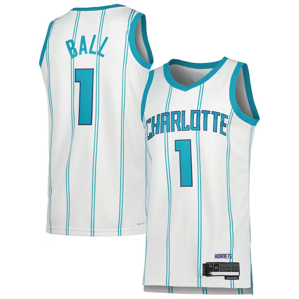 Johmsee C.Hornets #1 LaMelo Ball  White Swingman Jerseys - Association Edition
