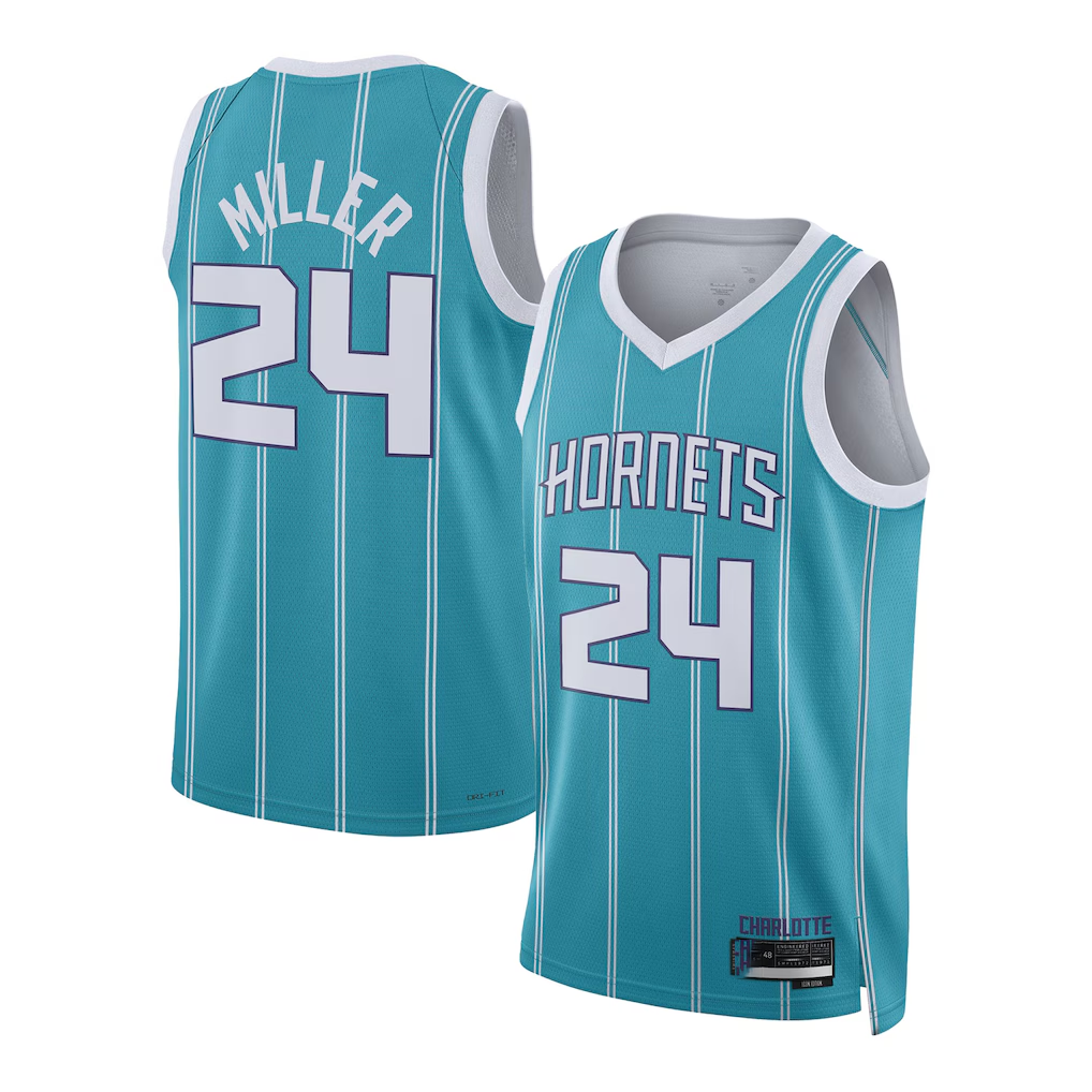 Johmsee C.Hornets #24 Brandon Miller Teal Draft Swingman Jerseys - Icon Edition