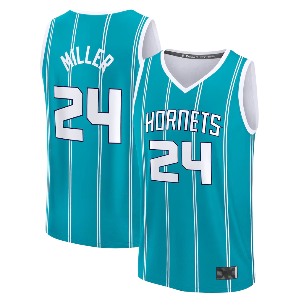 Johmsee C.Hornets #24 Brandon Miller  Teal Fast Break Replica Jerseys - Icon Edition