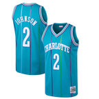 Johmsee C.Hornets #2 Larry Johnson Mitchell & Ness Teal 199293 Hardwood Classics Swingman Jerseys