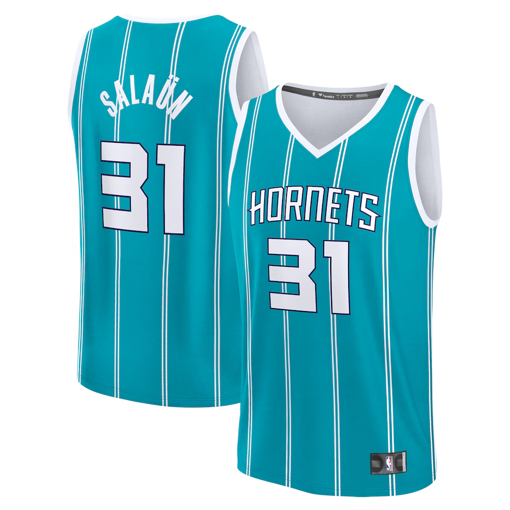 Johmsee C.Hornets #31 Tidjane Salaun  Teal 2024  Draft Fast Break Player Jerseys - Icon Edition