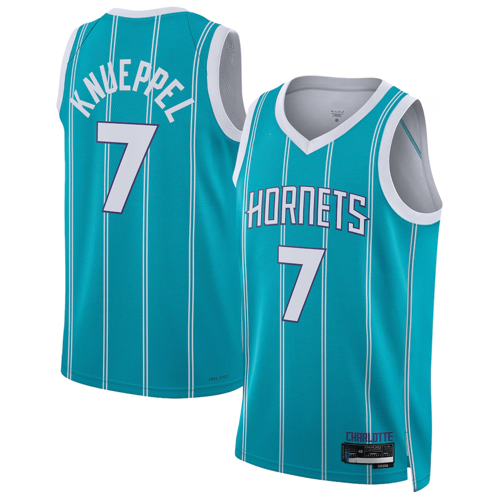 Johmsee C.Hornets #7 Kon Knueppel  Teal Swingman Jerseys - Icon Edition