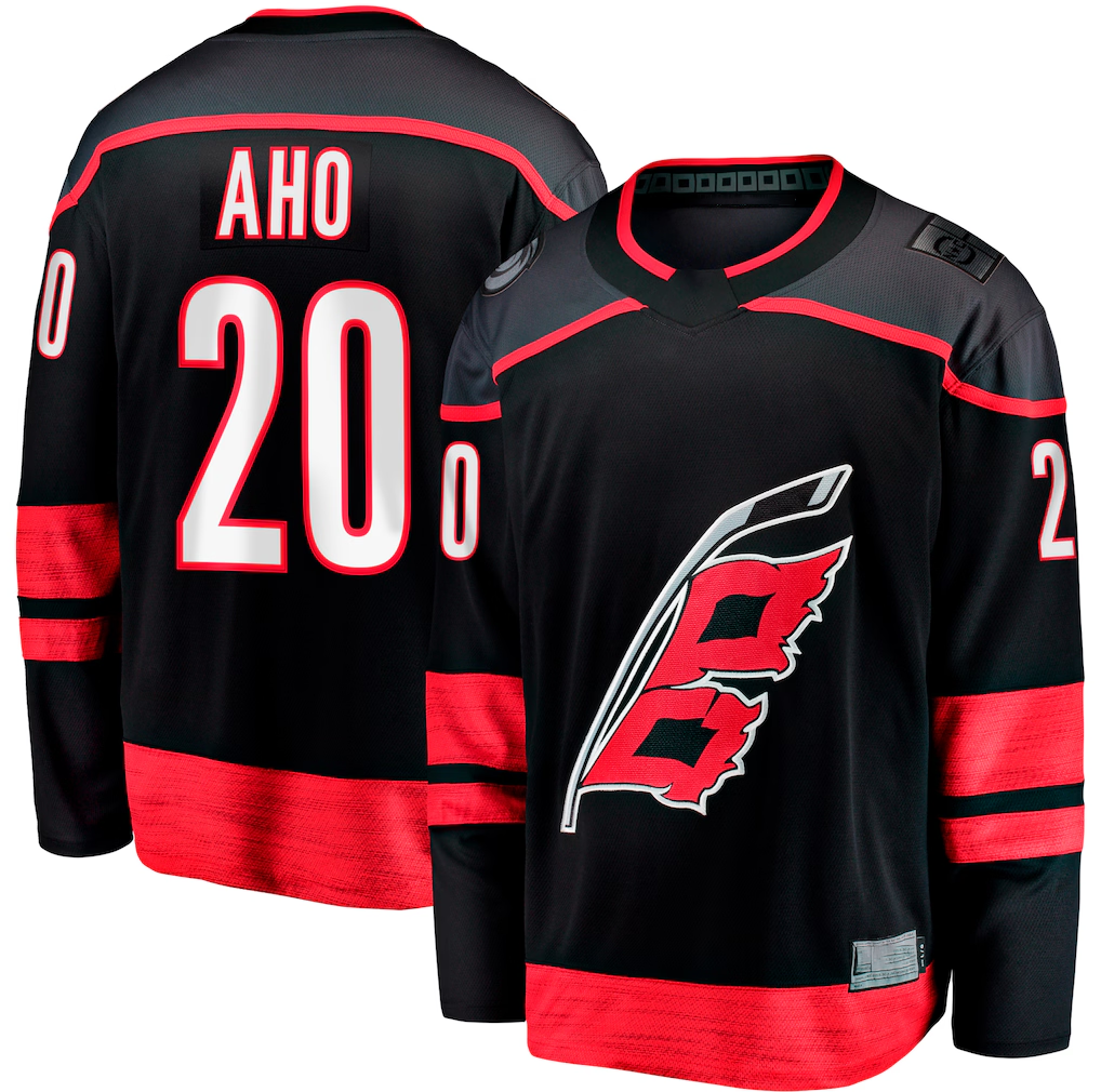 Johmsee C.Hurricanes #20 Sebastian Aho Black Home Breakaway Stitched Jerseys