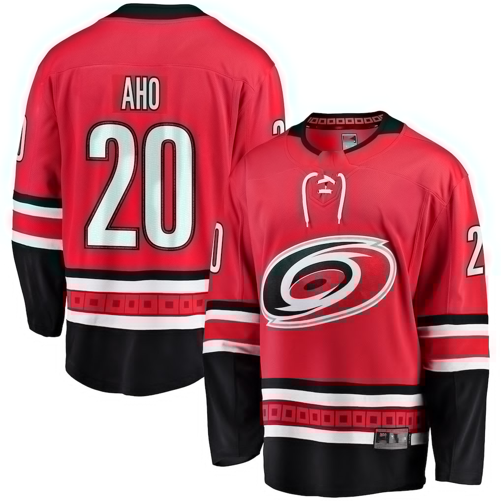 Johmsee C.Hurricanes #20 Sebastian Aho Red Alternate Breakaway Player Stitched Jerseys