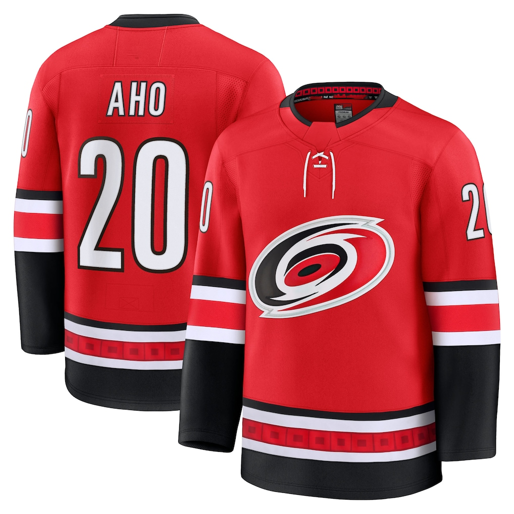 Johmsee C.Hurricanes #20 Sebastian Aho Red Alternate Premium Stitched Jerseys