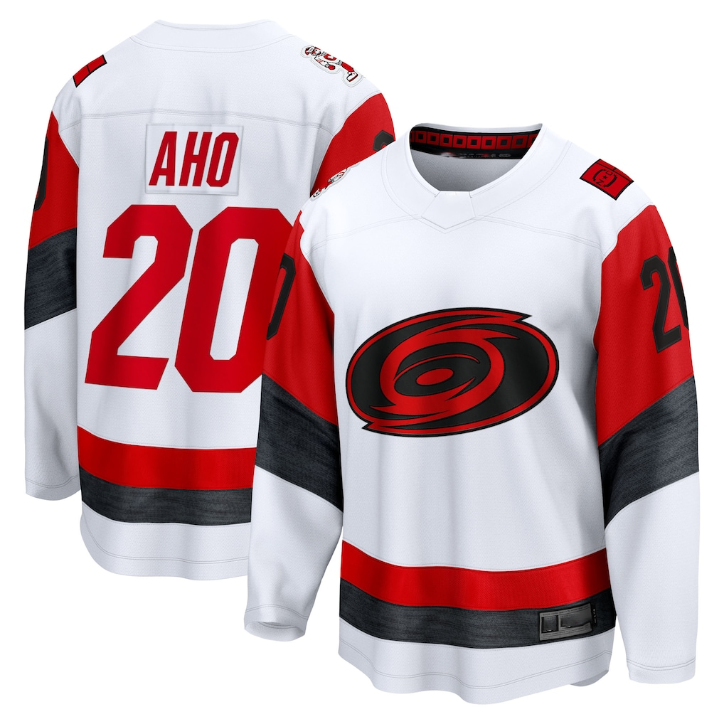 Johmsee C.Hurricanes #20 Sebastian Aho White Away Breakaway Stitched Jerseys