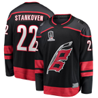 Johmsee C.Hurricanes #22 Logan Stankoven Black 2026 Stanley Cup Champions Home Breakaway Stitched Jerseys