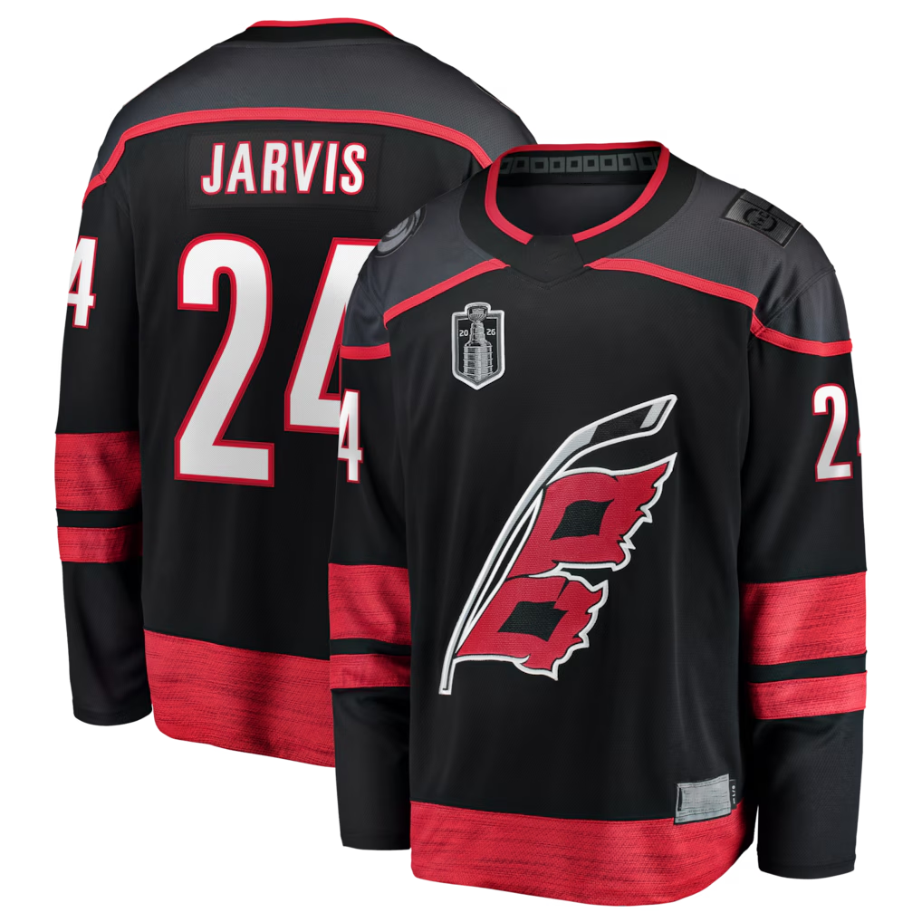 Johmsee C.Hurricanes #24 Seth Jarvis Black 2026 Stanley Cup Final Home Breakaway Stitched Jerseys
