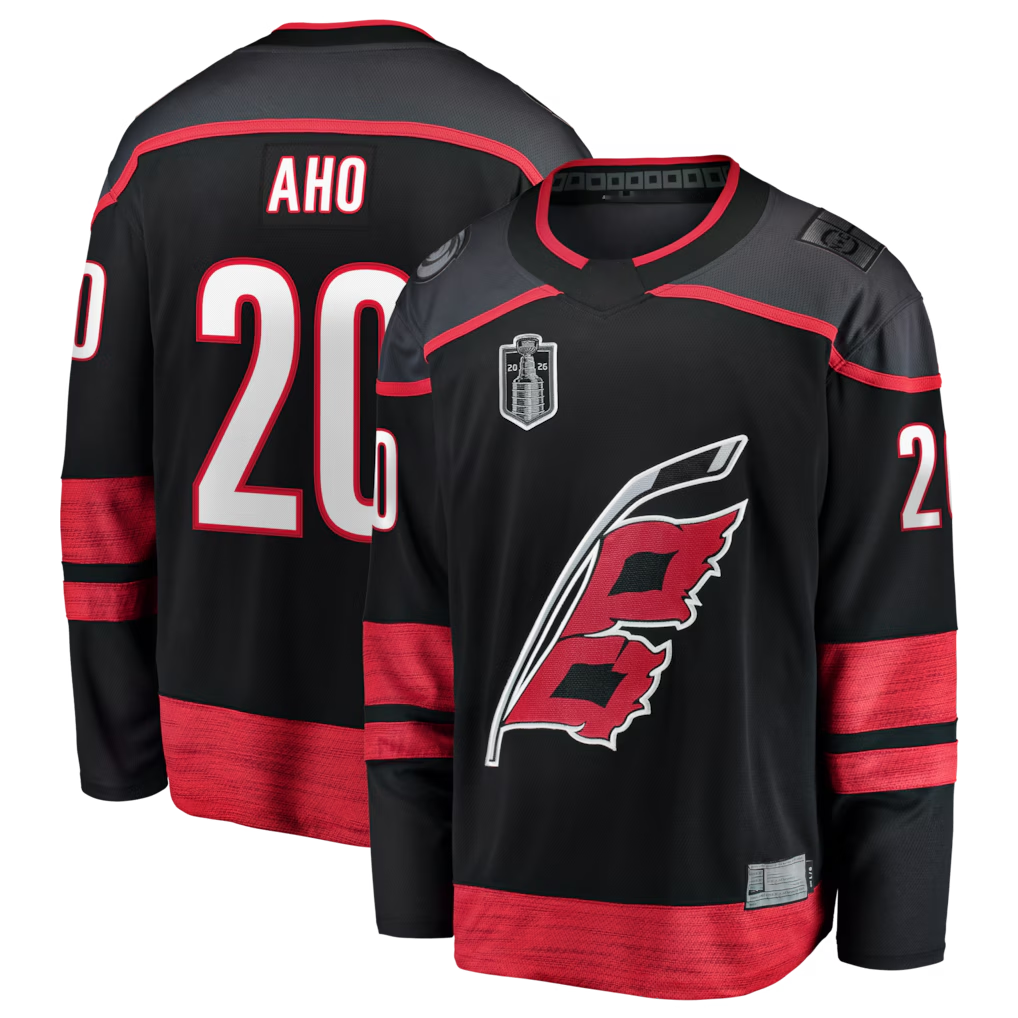 Johmsee C.Hurricanes #26 Sebastian Aho Black 2026 Stanley Cup Final Home Breakaway Stitched Jerseys