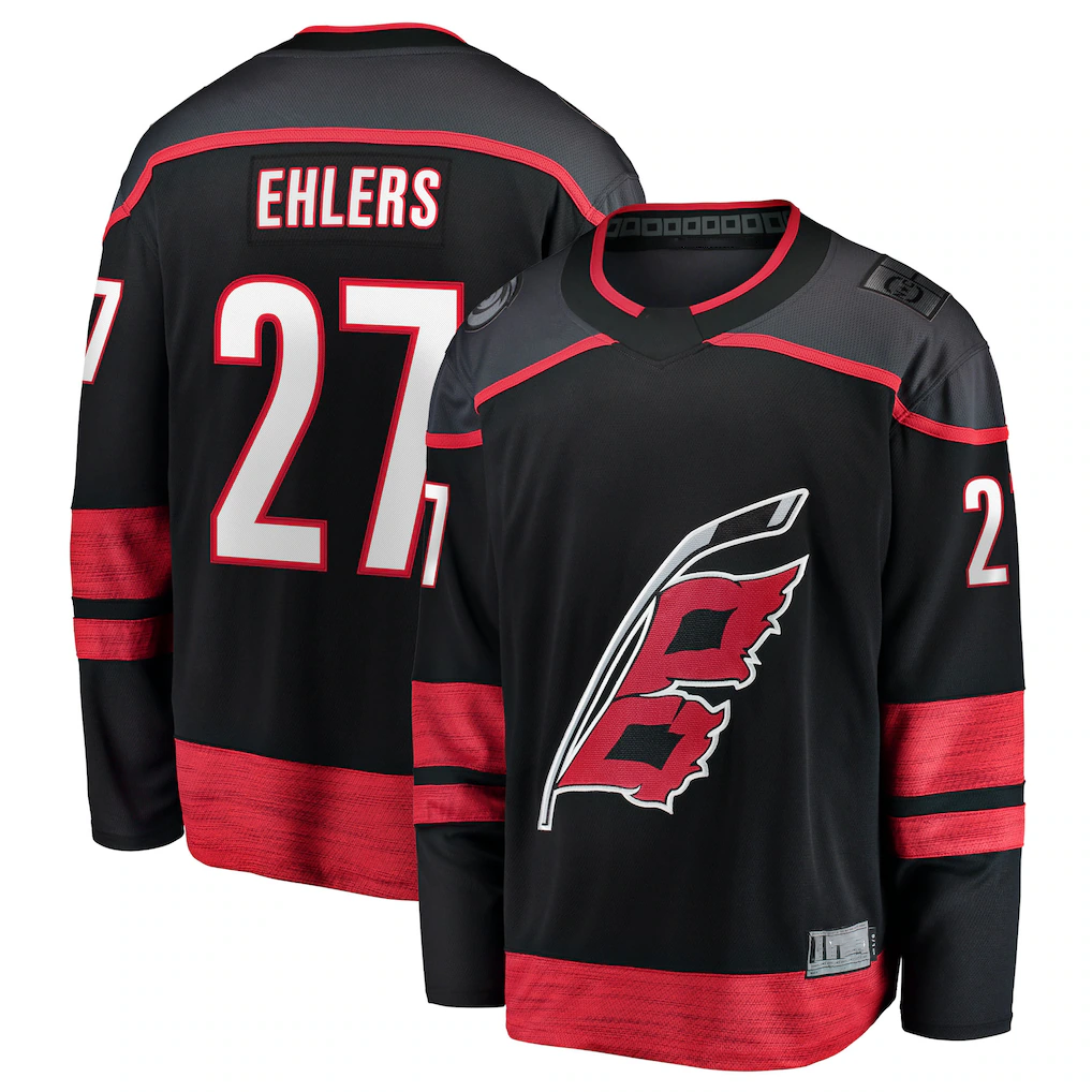 Johmsee C.Hurricanes #27 Nikolaj Ehlers Black Home Breakaway Stitched Jerseys