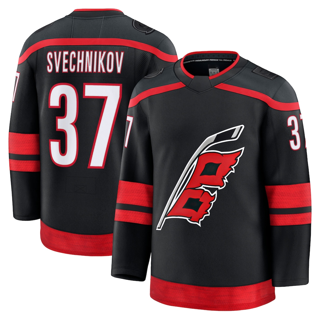 Johmsee C.Hurricanes #37 Andrei Svechnikov Black Home Premium Stitched Jerseys