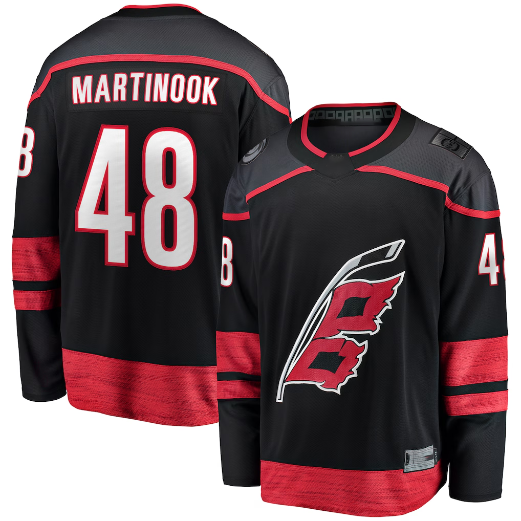 Johmsee C.Hurricanes #48 Jordan Martinook Black Home Breakaway Stitched Jerseys