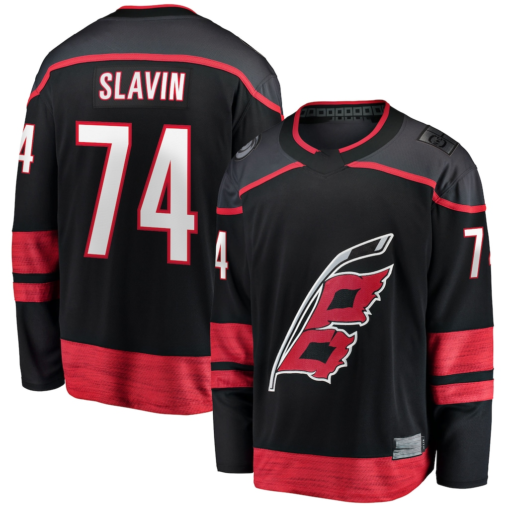 Johmsee C.Hurricanes #74 Jaccob Slavin Black Home Breakaway Player Stitched Jerseys