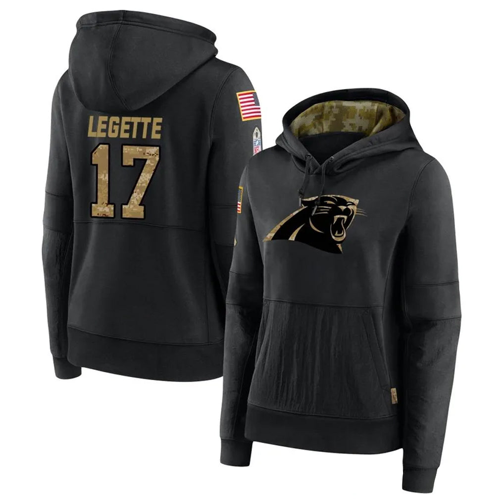 Johmsee C.Panthers #17 Xavier Legette Player Black Salute to Service HoodiesStitched  Jerseys