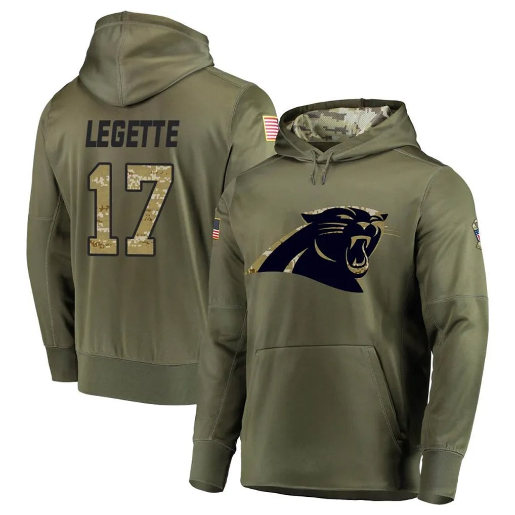 Johmsee C.Panthers #17 Xavier Legette Player Olive Salute to Service Limited Hoodies Stitched Jerseys