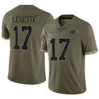 Johmsee C.Panthers #17 Xavier Legette Player Salute To Service Olive Stitched Jerseys