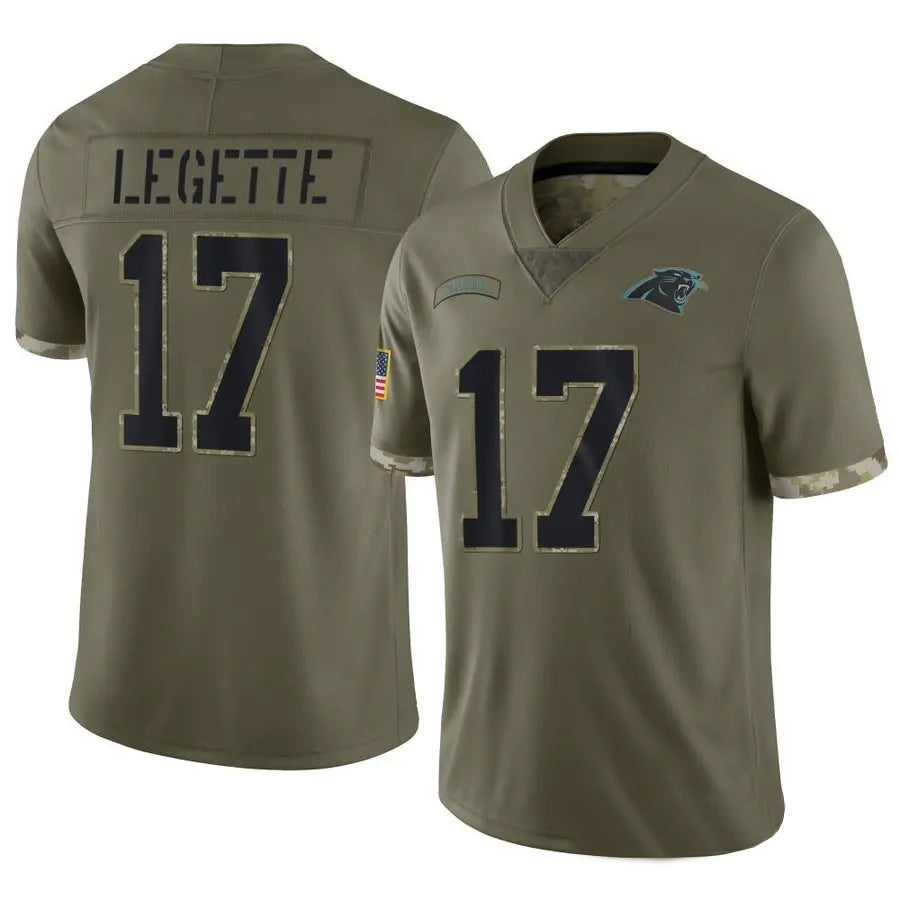 Johmsee C.Panthers #17 Xavier Legette Player Salute To Service Olive Stitched Jerseys