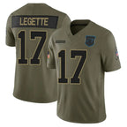 Johmsee C.Panthers #17 Xavier Legette Player Salute To Service Olive Limited Stitched Jerseys