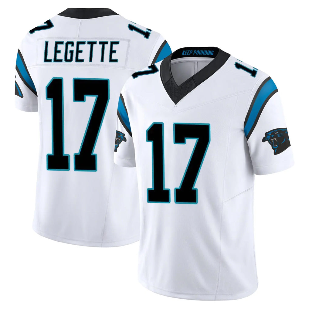 Johmsee C.Panthers #17 Xavier Legette Player White Vapor F.U.S.E. Limited Home Game Stitched Jerseys