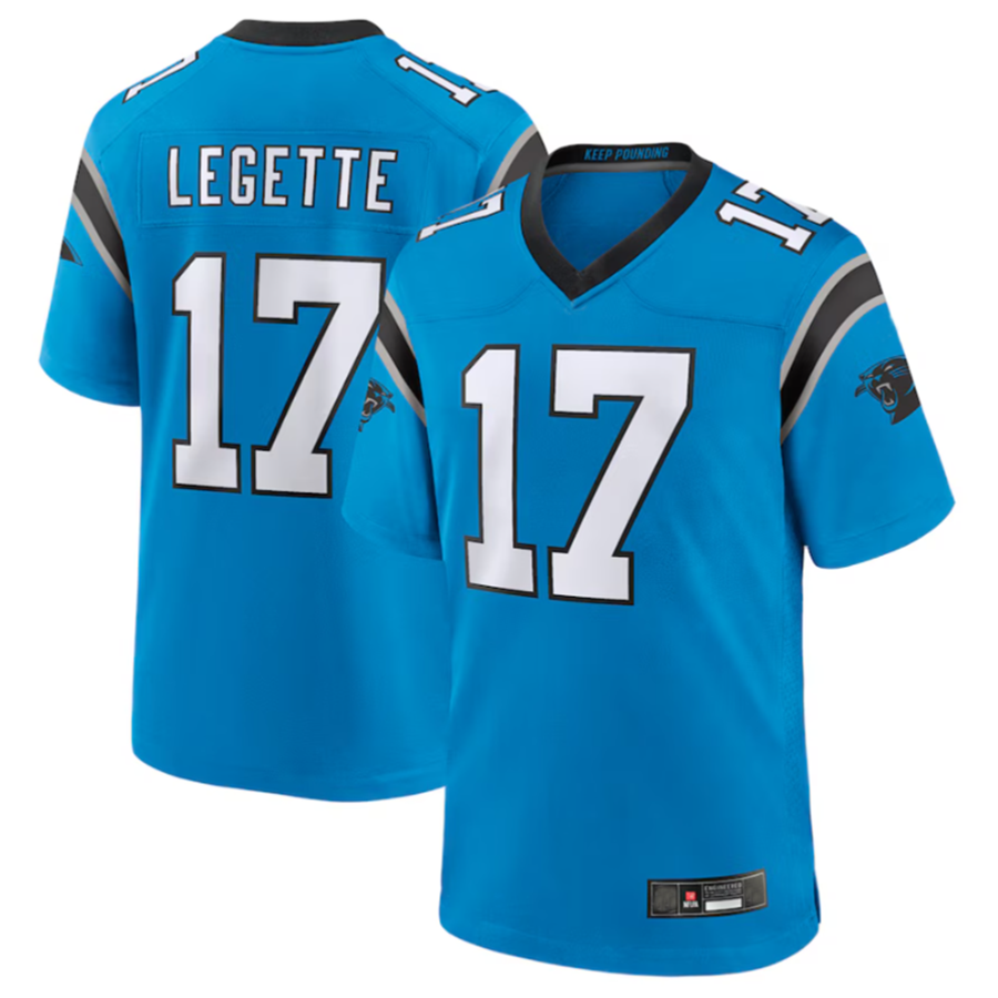 Johmsee C.Panthers #17 Xavier Legette Blue Player Jersey American Stitched Game Jerseys