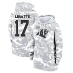 Johmsee C.Panthers #17 Xavier Legette Player Arctic Camo Salute to Service Hoodies Stitched Jerseys