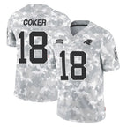 Johmsee C.Panthers #18 Jalen Coker Player Arctic Camo Salute to Service Limited Game Stitched Jerseys