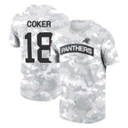 Johmsee C.Panthers #18 Jalen Coker Player Arctic Camo Salute to Service T-Shirt Hoodies Stitched Jerseys