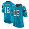 Johmsee C.Panthers #18 Jalen Coker Player Blue Game Stitched Jerseys