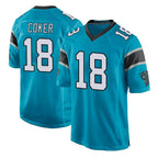 Johmsee C.Panthers #18 Jalen Coker Player Blue Game Stitched Jerseys