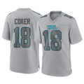 Johmsee C.Panthers #18 Jalen Coker Player Gray Atmosphere Fashion Game Stitched Jerseys