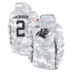 Johmsee C.Panthers #2 Michael Jackson Player Arctic Camo Salute to Service Pullover Hoodies Limited Game Stitched Jerseys