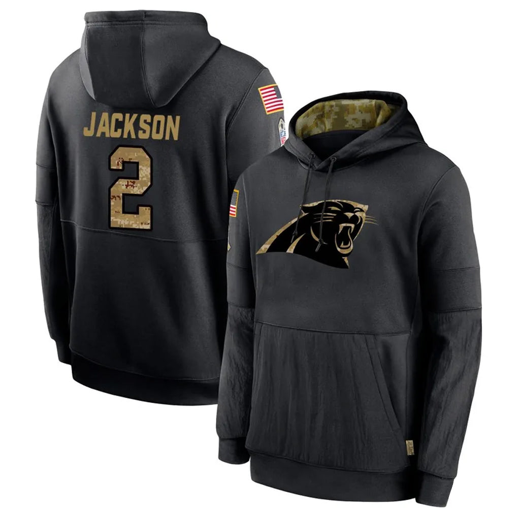 Johmsee C.Panthers #2 Michael Jackson Player Black Salute to Service Pullover Hoodies Limited Game Stitched Jerseys