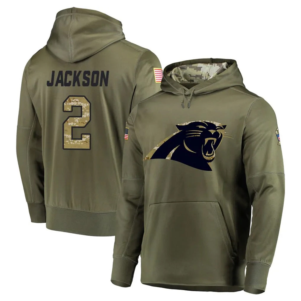 Johmsee C.Panthers #2 Michael Jackson Player Olive Salute to Service Hoodies Stitched Jerseys