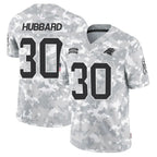 Johmsee C.Panthers #30 Chuba Hubbard Player Arctic Camo Salute to Service Limited  Jerseys