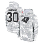 Johmsee C.Panthers #30 Chuba Hubbard Player Arctic Camo Salute to Service Pullover Hoodies Limited Game Stitched Jerseys