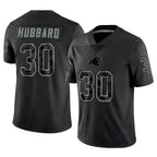 Johmsee C.Panthers #30 Chuba Hubbard Player Black Limited Reflective Stitched Jerseys