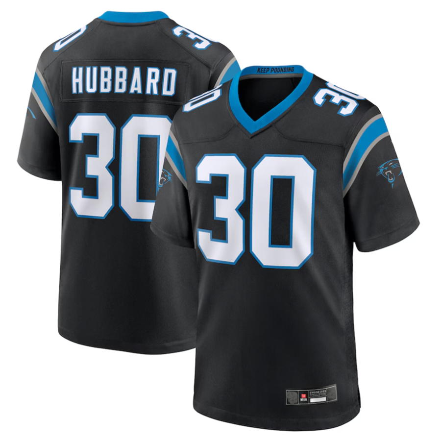 Johmsee C.Panthers #30 Chuba Hubbard Player Black Team Game Stitched Jerseys
