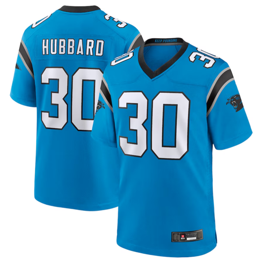 Johmsee C.Panthers #30 Chuba Hubbard Player Blue Game Stitched Jerseys