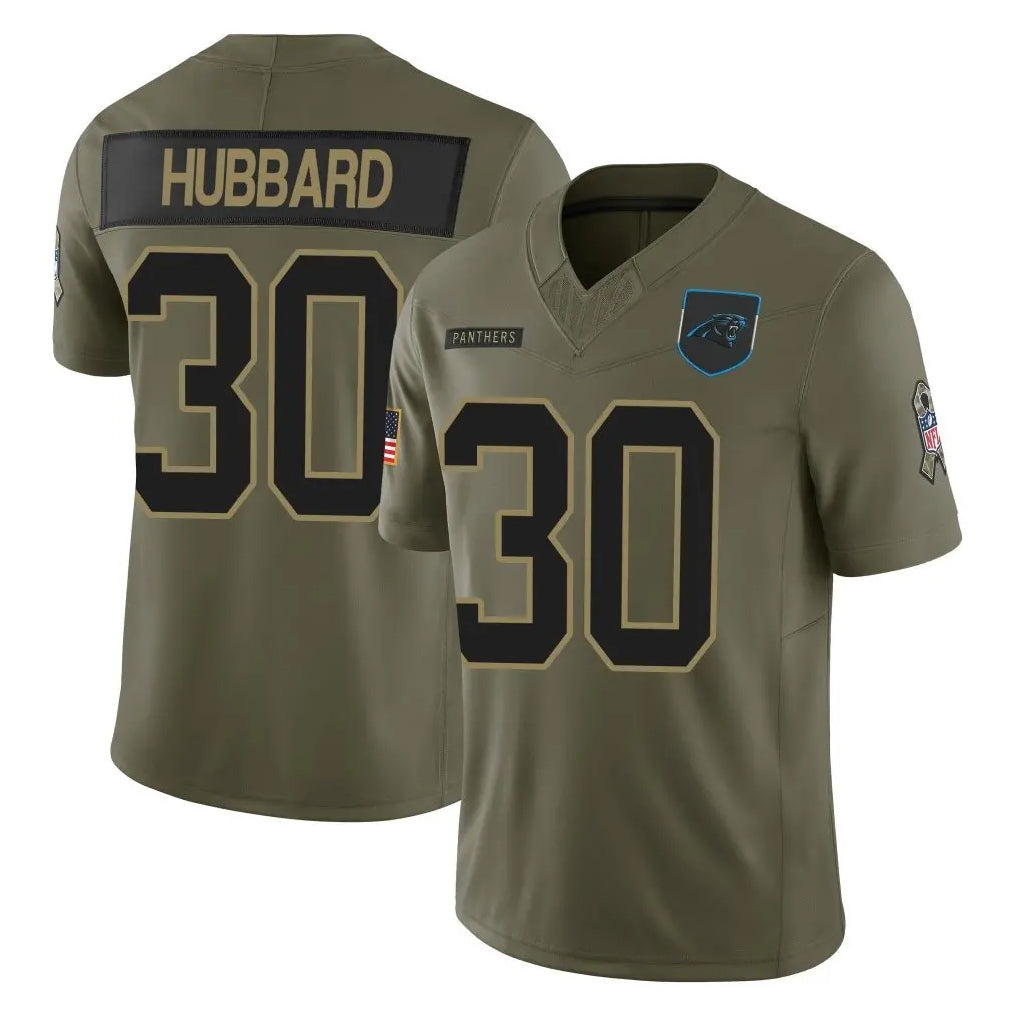Johmsee C.Panthers #30 Chuba Hubbard Player Olive Salute to Service Limited Home Game Stitched Jerseys