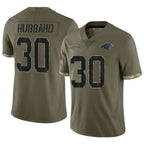 Johmsee C.Panthers #30 Chuba Hubbard Player Salute To Service Olive Stitched Jerseys