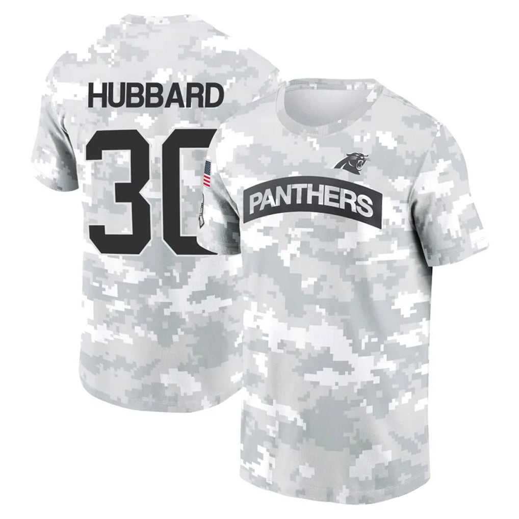 Johmsee C.Panthers #30 Chuba Hubbard Player Salute to Service Hoodies & T-Shirts Stitched Jerseys