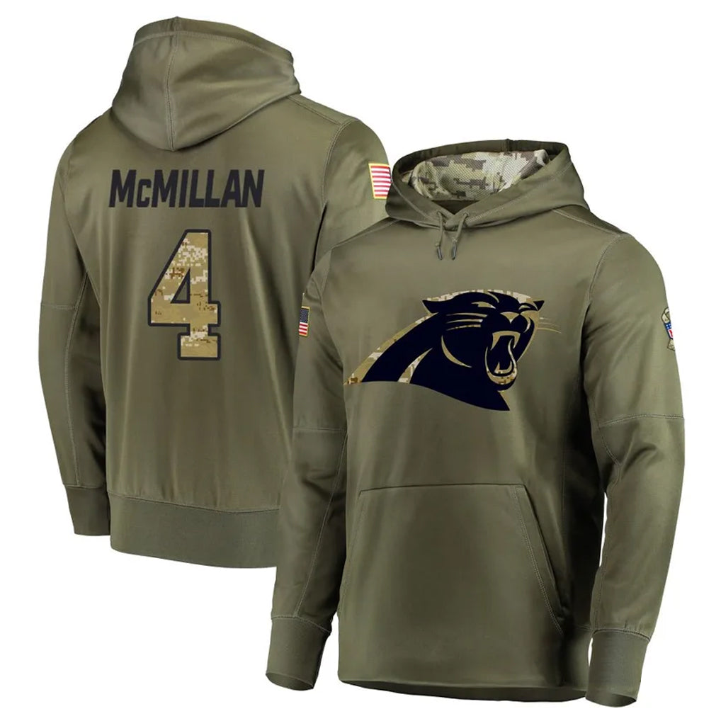 Johmsee C.Panthers #4 Tetairoa McMillan Player Olive Salute to Service Limited Hoodies Stitched Jerseys