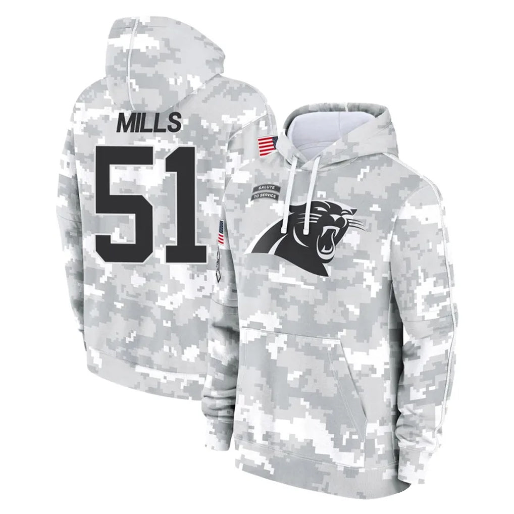 Johmsee C.Panthers #51 Sam Mills Player Arctic Camo Salute to Service Pullover Hoodies Limited Game Stitched Jerseys
