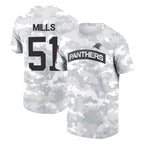 Johmsee C.Panthers #51 Sam Mills Player Arctic Camo Salute to Service T-Shirt Hoodies Stitched Jerseys